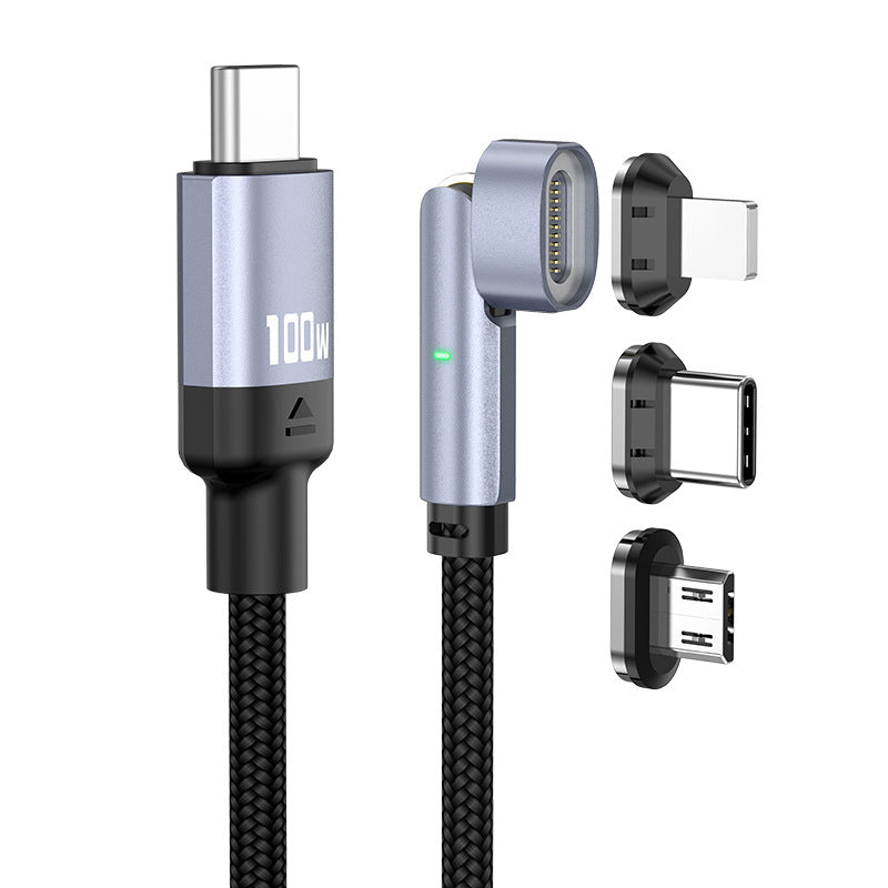 PD100W Magnetic Fast Charging Cable Type-C 5A for Laptop, 180° Rotatable C to C Aluminum Alloy Braided Cable