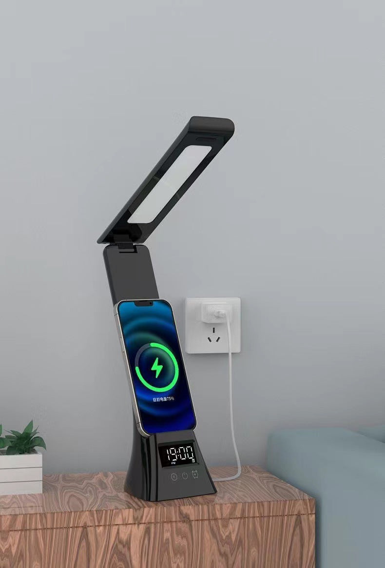Smart Desk Lamp Alarm Clock with Wireless Charger Compatible with Multiple Devices & 2088 Phone Fast Charging