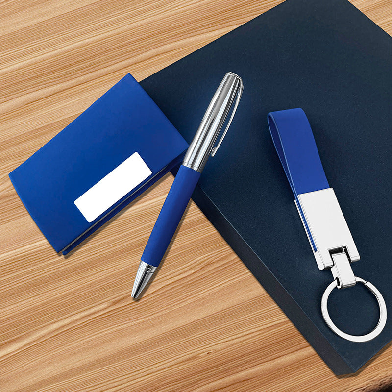 Customized Business Gift Set for Clients: Cardholder, Keychain & Notepad Pen