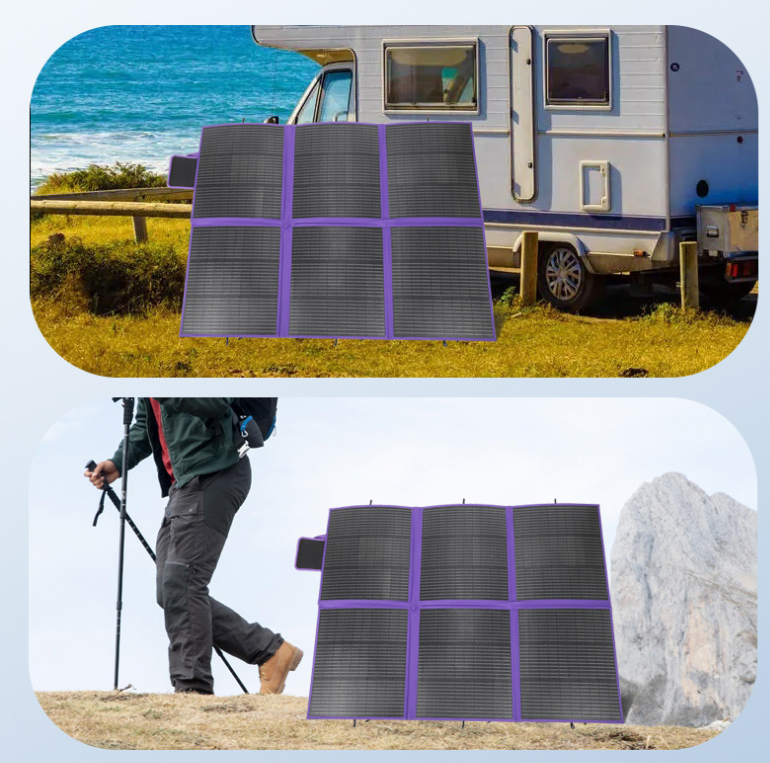 300W 6-Piece Monocrystalline Silicon Solar Foldable Charger, Portable Solar Panel with USB Fast Charging for Travel, Photovoltaic Power Generation Panel