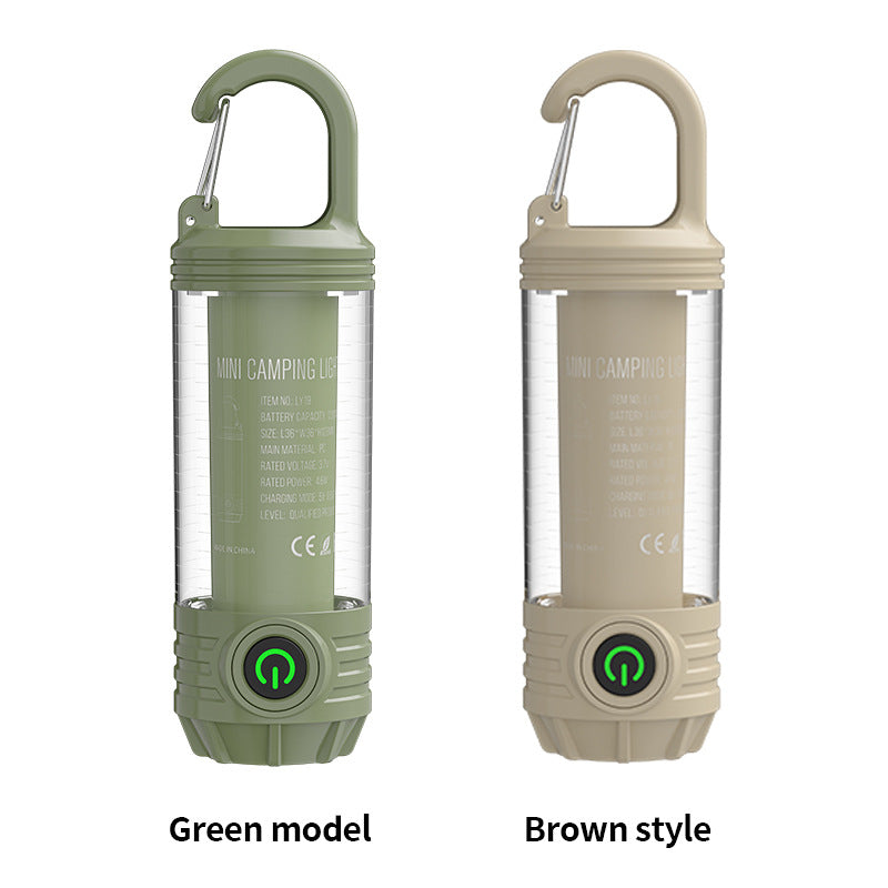 Outdoor Camping Light with Multi-Source Illumination, Portable Keychain Hook, Mini Flashlight, and Ambient Camping Lantern