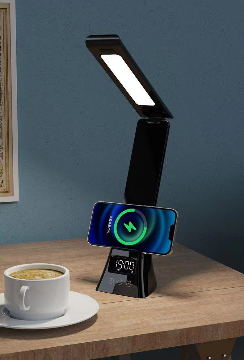 Smart Desk Lamp Alarm Clock with Wireless Charger Compatible with Multiple Devices & 2088 Phone Fast Charging