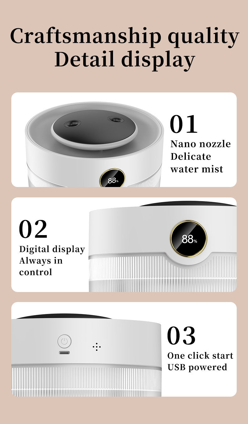 Humidifier for Home, Hotel & Desktop with Large Mist, Quiet Operation, USB Power, and Aroma Diffuser Function