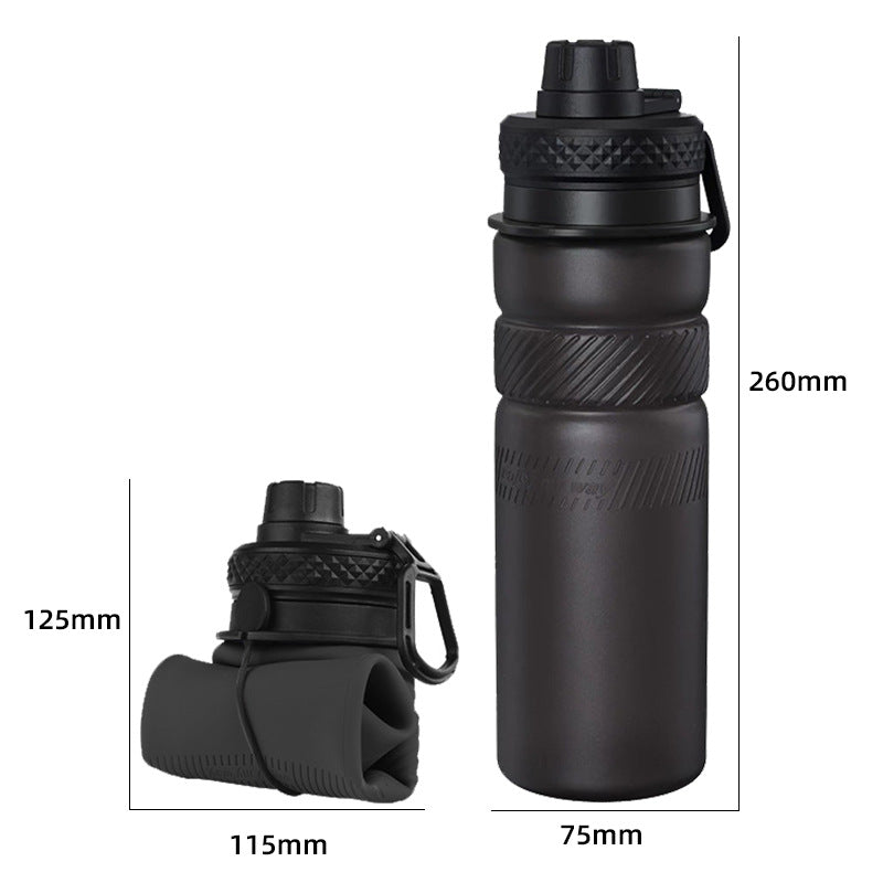 Creative Outdoor Collapsible Silicone Sports Water Bottle, Large Capacity Portable Food-Grade Silicone Water Cup