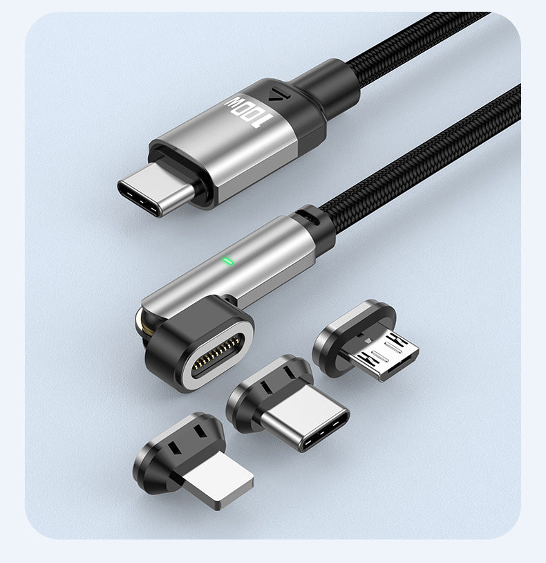 PD100W 180° Rotating Magnetic Data Cable, Fast Charging Cable for Apple iPhone 15, Laptops, and Type-C Devices