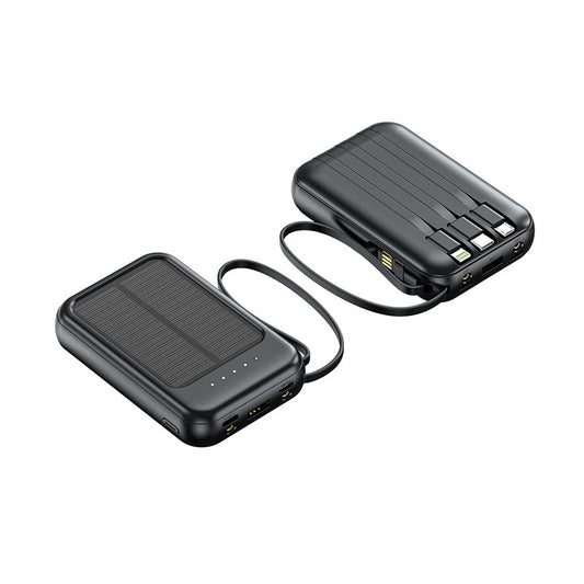 Solar Power Bank with Built-in Cable, Portable, High Capacity 20000mAh Mobile Power