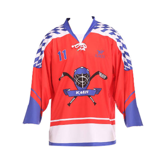Ice Hockey Jersey V-Neck Long Sleeve Print Loose Fit American Style Hockey Practice Game Uniform