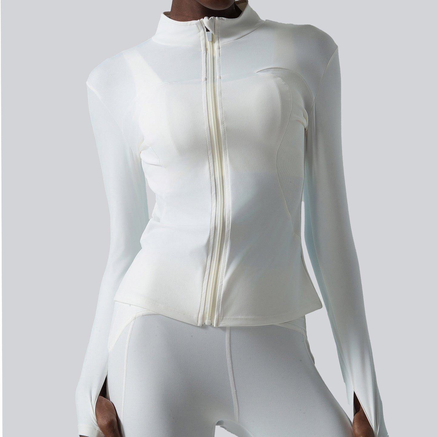 Women's Yoga Top Stretchy Sportswear Jacket Stand Collar Zipper Long Sleeve Workout Shirt