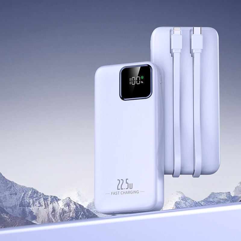 Ultra-thin 10000mAh Power Bank with Built-in 4-in-1 Charging Cable
