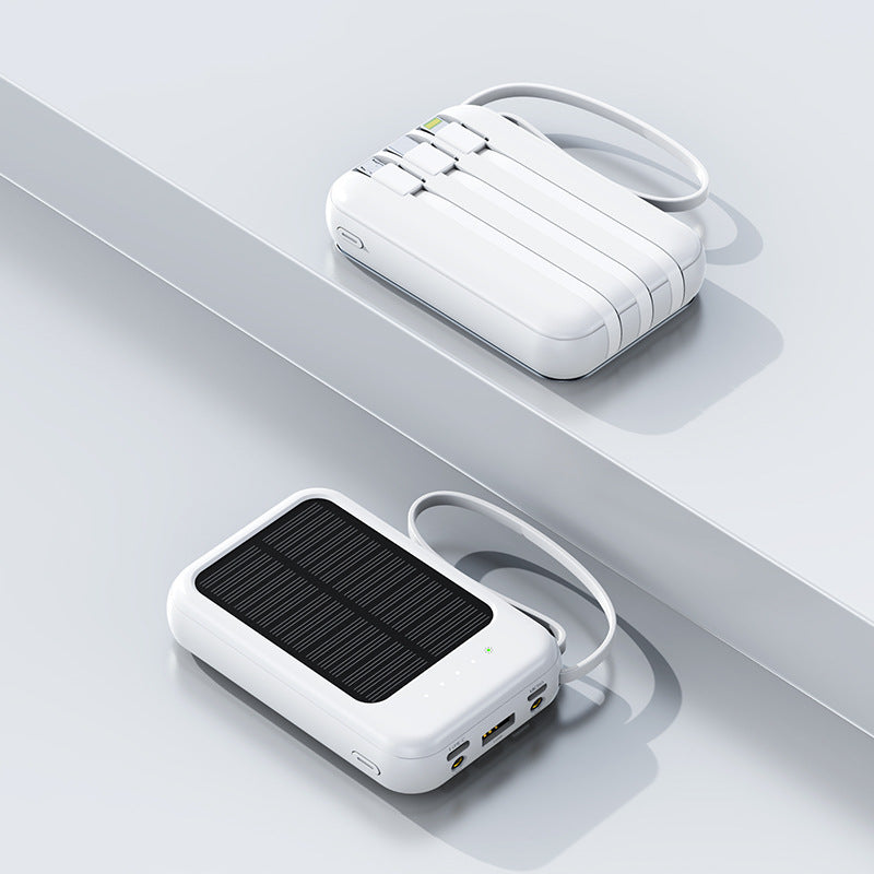 Solar Power Bank with Built-in Cable, Portable, High Capacity 20000mAh Mobile Power