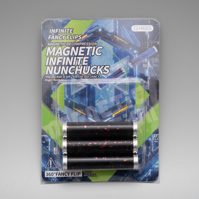 Magnetic three-section stick finger toy – an adult-stress-relieving, magnetic pen spinner gadget