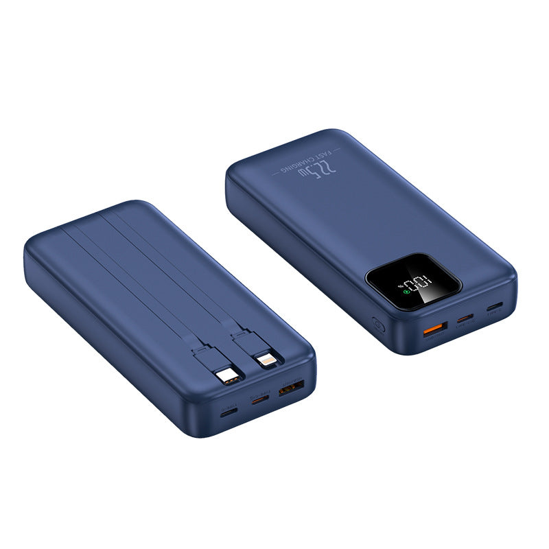 Ultra-thin 10000mAh Power Bank with Built-in 4-in-1 Charging Cable