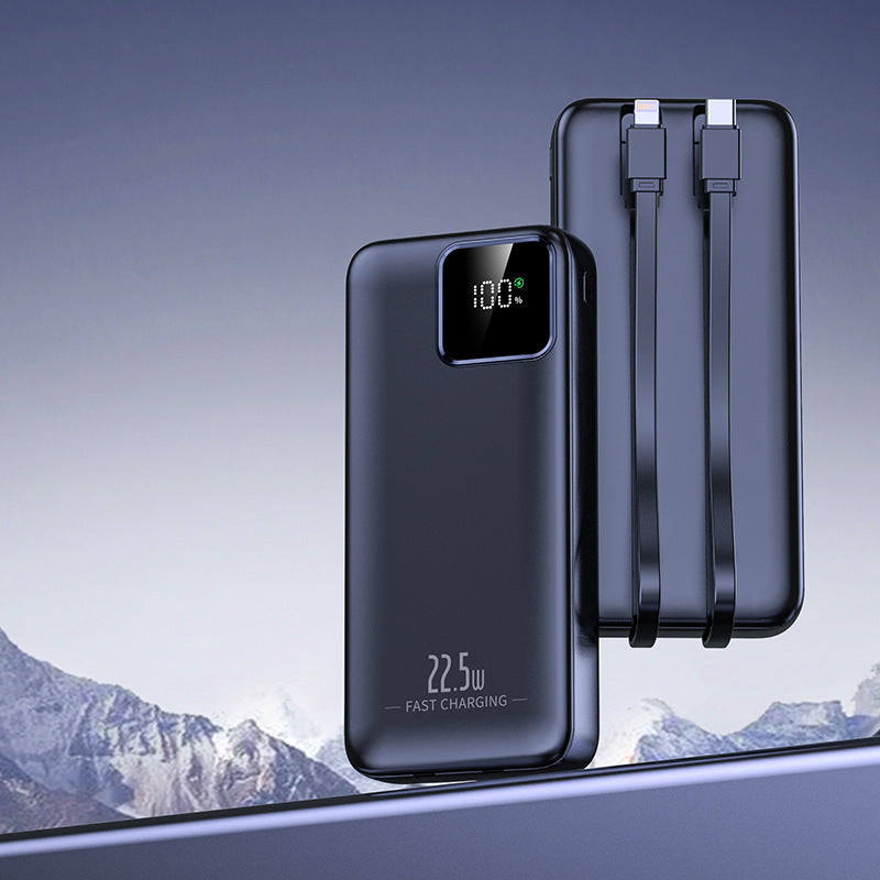 Ultra-thin 10000mAh Power Bank with Built-in 4-in-1 Charging Cable