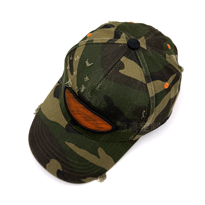 Custom Camo Baseball Cap - Washed & Distressed with Rip & Tear Design