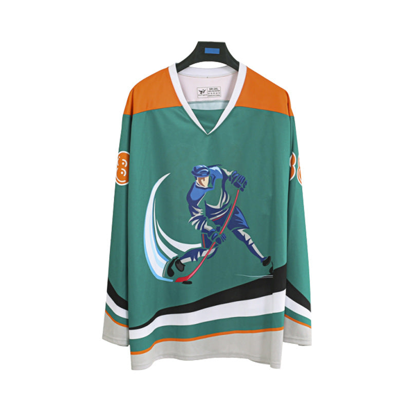 American V-neck loose game hockey jersey