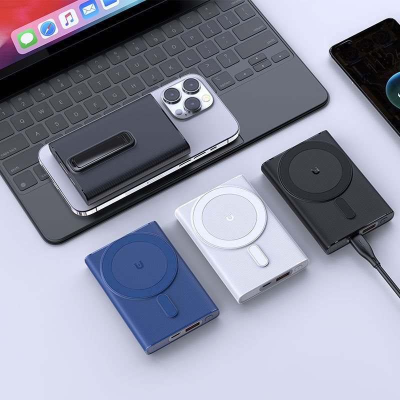 Magnetic Wireless Power Bank with Stand, Ultra-Thin Portable 10000mAh Super Fast Charging Mobile Power Bank
