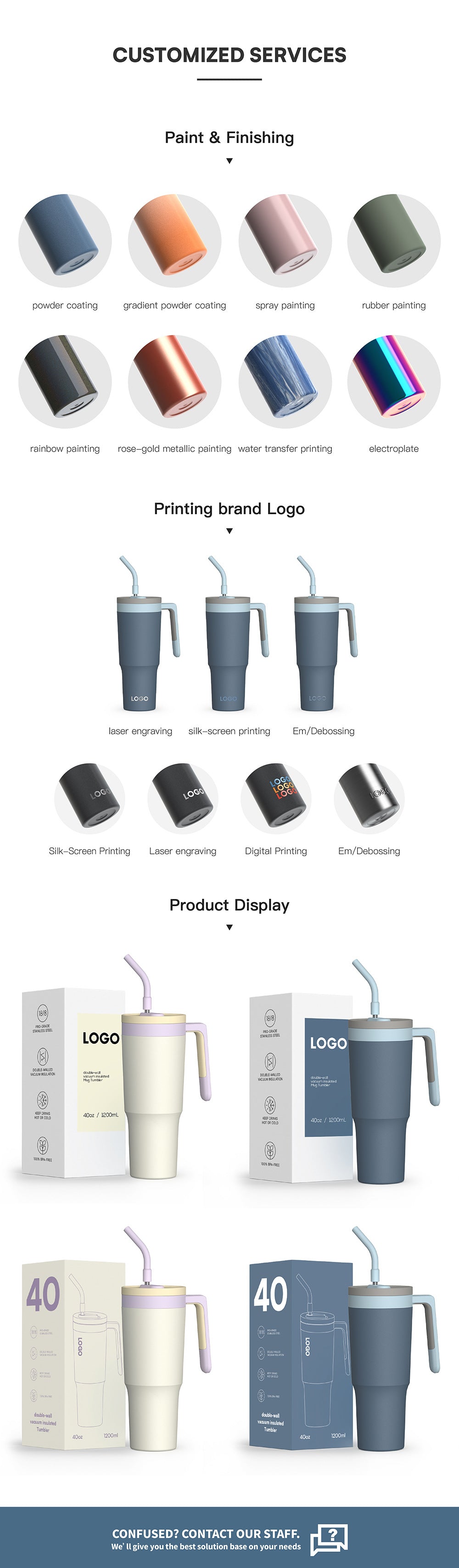 40oz Custom Tumbler with Handle and Tea Infuser - Large Capacity Travel Mug