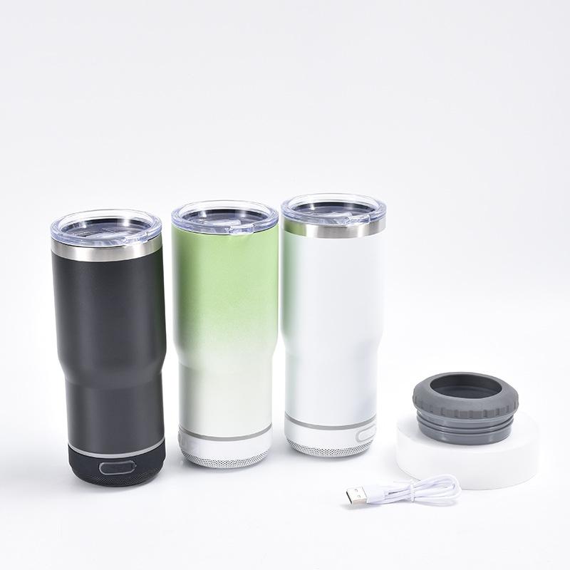 304 Stainless Steel Thermal Insulation Cup with Bluetooth Speaker, Car Vacuum Flask, Double-Walled Portable Cold Brew Tumbler
