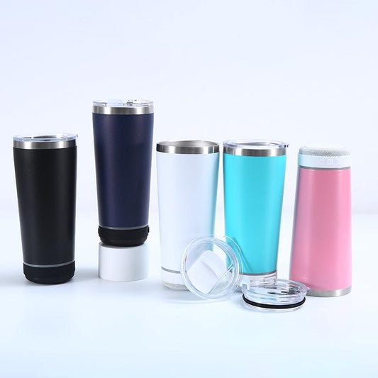 304 Stainless Steel Bluetooth Speaker Cup 20OZ, Car Vacuum Insulated Tumbler, Outdoor Leisure Insulated Mug