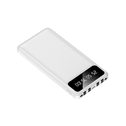 Ultra-thin 20000mAh Power Bank with Built-in 4-in-1 Charging Cable