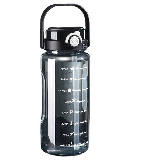 Large Capacity Plastic Water Bottle, Heat-Resistant Plastic Cup with Dual-Drink Straw, Portable Sports Water Bottle Plastic Cup