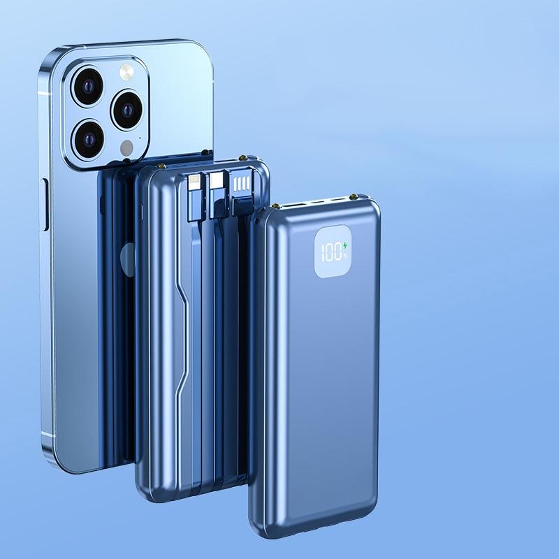 66W Dual-Protocol Super Fast Charge Power Bank with Built-in Cable, Slim and Portable