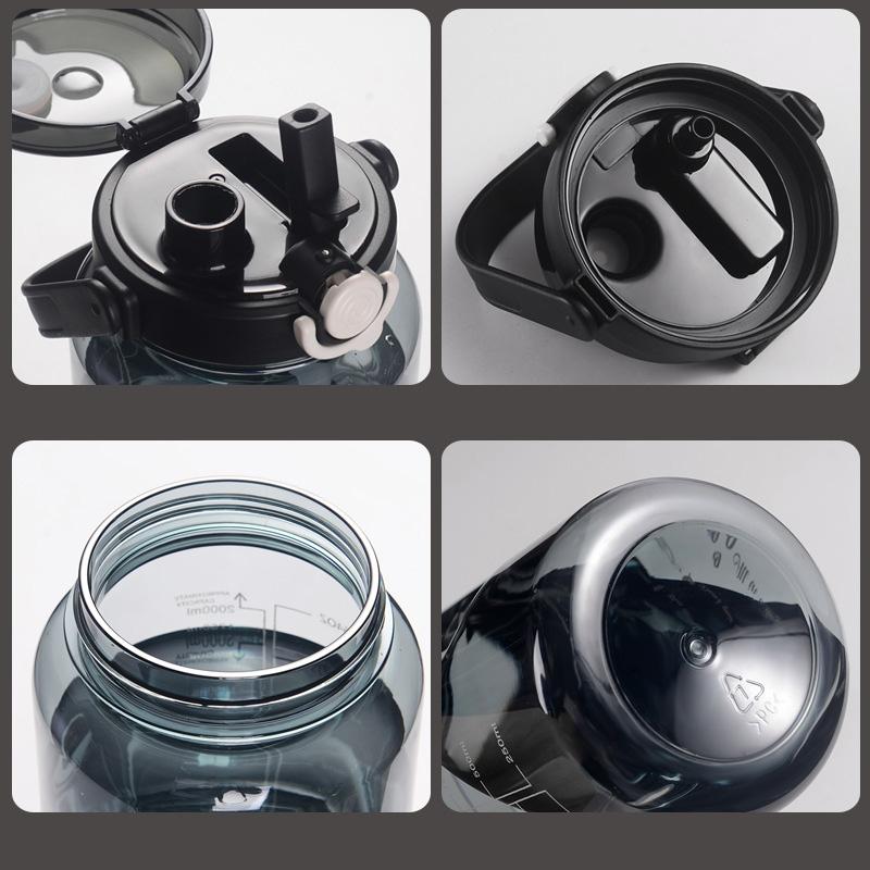 Large Capacity Plastic Water Bottle, Heat-Resistant Plastic Cup with Dual-Drink Straw, Portable Sports Water Bottle Plastic Cup